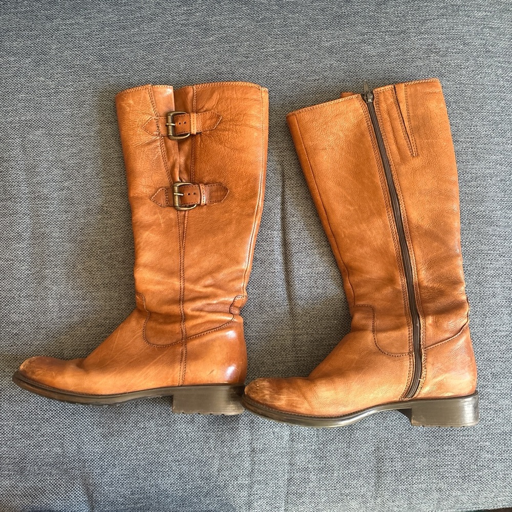 Clarks Tan Leather Heeled Boots